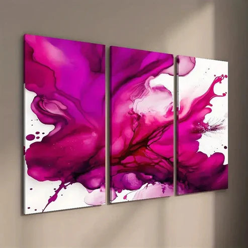 3pcs Abstract Red Fluid Painting Wall Art Set Canvas Unframed - High Quality Print 100% Australian Made Wall Canvas - Bella Home Decor