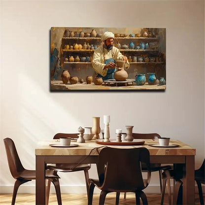 Serene Potter Workshop Scene Wall Art Canvas Office Home Room Framed 120x60cm