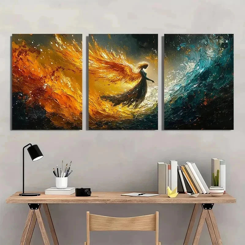 3pcs Guardian Angel Unique Giclée Perfect Wall Art Set Canvas Framed 50x70cm - High Quality Print 100% Australian Made Wall Canvas Ready to Hang