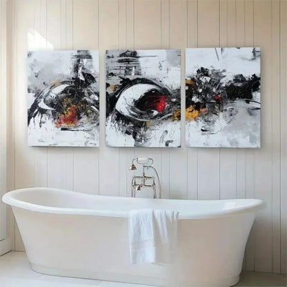 3pcs Black and White Geometric Design Perfect Wall Art Set Canvas Framed 50x70cm - High Quality Print 100% Australian Made Wall Canvas Ready to Hang