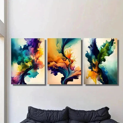 3pcs Abstract Watercolor Ink Splash Decor Wall Art Set Canvas Framed 40x60cm - High Quality Print 100% Australian Made Wall Canvas Ready to Hang
