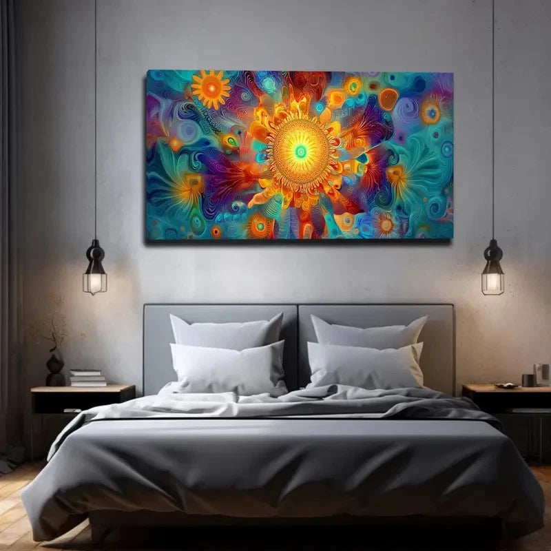 Vibrant Sunflower Design Décor Wall Art Canvas Office Home Room Framed 120x60cm