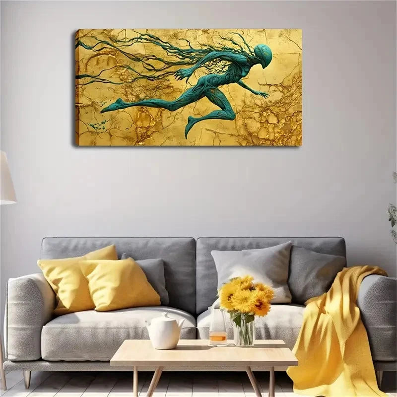 Humanoid Creature In Motion Wall Art Canvas Office Home Room Framed 120x60cm
