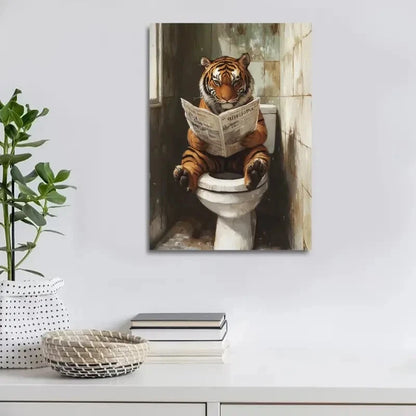 Beautiful Whimsy Woodland Contemporary Tiger Painting 40x60cm Metal Print Ready to Hang - Bella Home Decor
