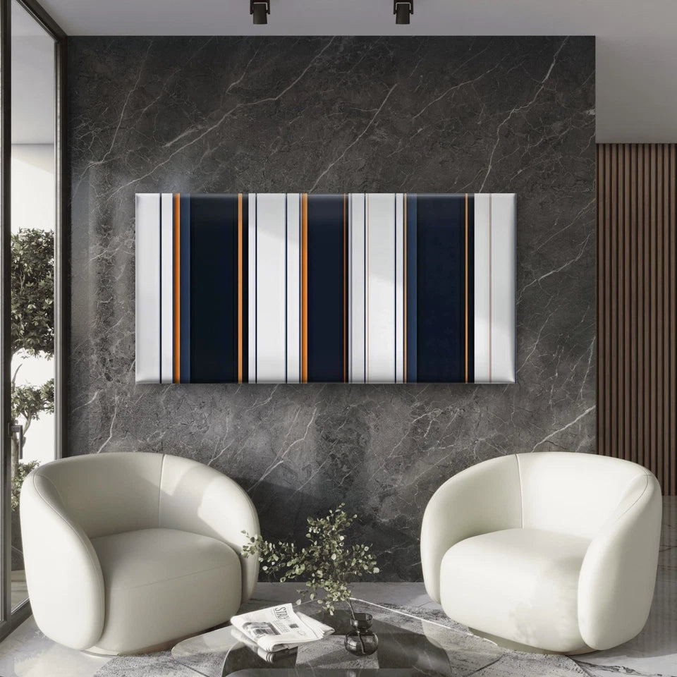 Abstract Geometric Stripes Wall Art Canvas Office Home Room Framed 120x60cm