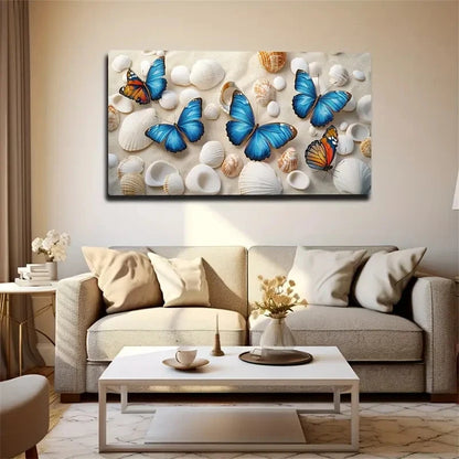 Romantic Beach Scene Blue Wall Art Canvas Office Home Room Framed 120x60cm