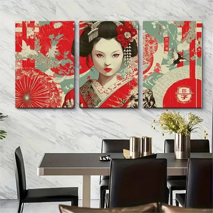 3pcs Osaka Japanese Culture Travel Perfect Wall Art Set Canvas Framed 50x70cm - High Quality Print 100% Australian Made Wall Canvas Ready to Hang
