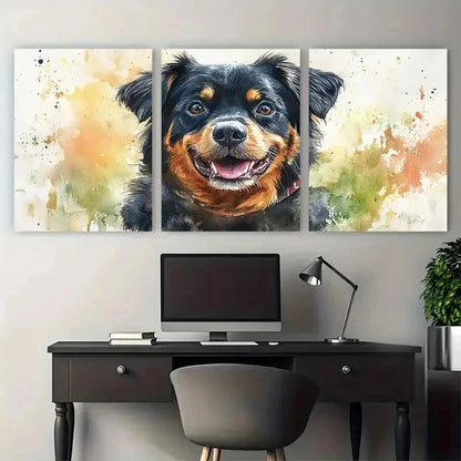 3pcs Custom Dog Portrait Personalized Perfect Wall Art Set Canvas Framed 50x70cm - High Quality Print 100% Australian Made Wall Canvas Ready to Hang - Bella Home Decor
