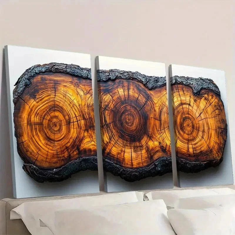 3pcs Tree Ring Prints Beauty R     Wall Art Set Canvas Framed 60x90cm - High Quality Print 100% Australian Made Wall Canvas Ready to Hang - Bella Home Decor