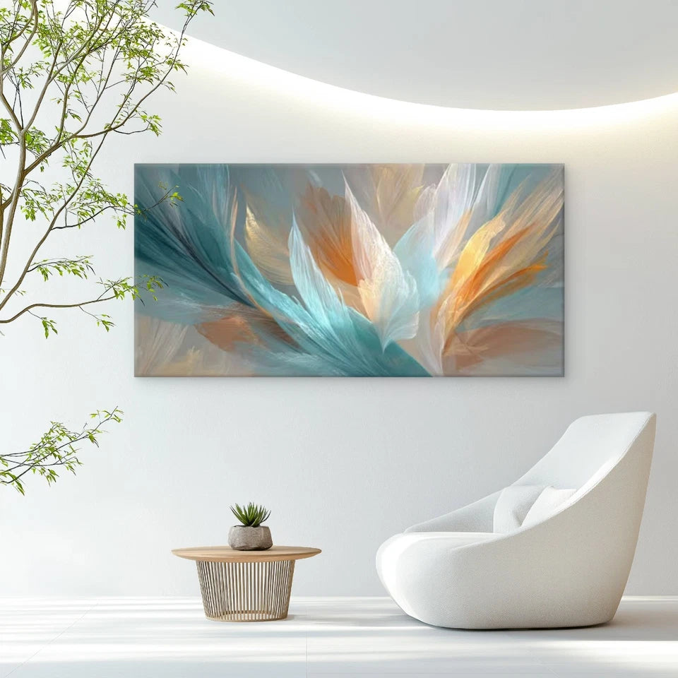 Blue Golden White Green Wall Art Canvas Office Home Room Framed 120x60cm
