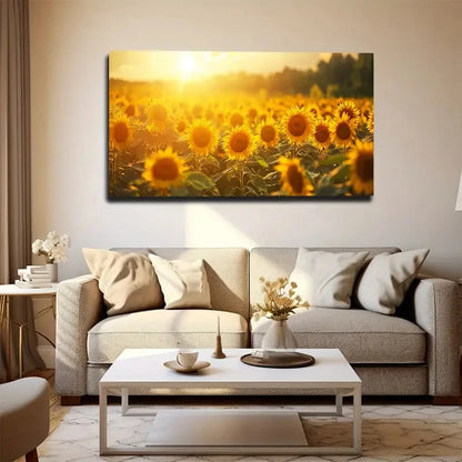 Sunflower Sea Beautiful Wall Art Canvas Office Home Room Framed 120x60cm