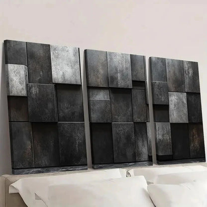3pcs Monochrome Block Abstract Painting Wall Art Set Canvas Framed 60x90cm - High Quality Print 100% Australian Made Wall Canvas Ready to Hang