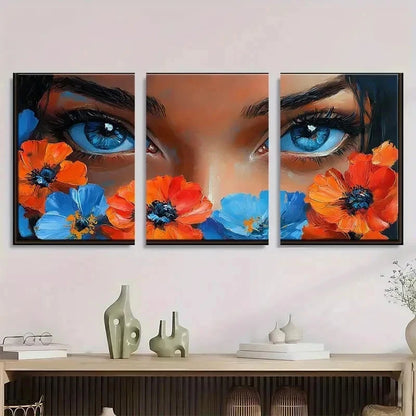 3pcs Dreamy Girl Beautiful Face Natural Perfect Wall Art Set Canvas Framed 40x60cm - High Quality Print 100% Australian Made Wall Canvas Ready to Hang - Bella Home Decor