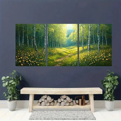 3pcs Serene Forest & Wildflower Scenery Wall Art Set Canvas Framed 40x60cm - High Quality Print 100% Australian Made Wall Canvas Ready to Hang - Bella Home Decor