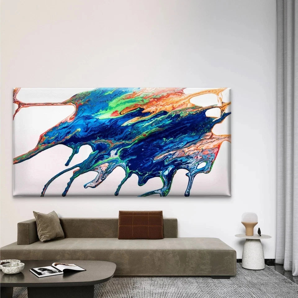 Colourful Splash of Acrylic Wall Art Canvas Office Home Room Framed 120x60cm
