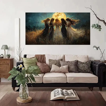 Moon Night Sky Vintage Wall Art Canvas Office Home Room Framed 120x60cm