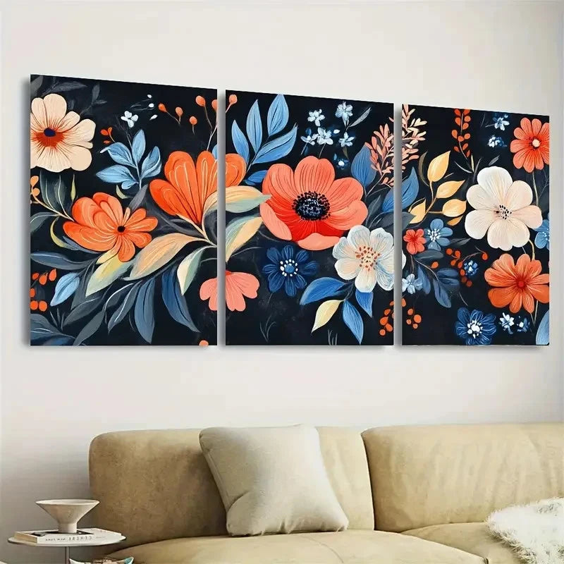 3pcs Boho Floral Botanical Wall Art Set Canvas Framed 40x60cm - High Quality Print 100% Australian Made Wall Canvas Ready to Hang - Bella Home Decor