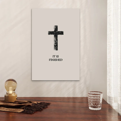 Minimalist It Is Finished Cross Christian 40x60cm Metal Print Ready to Hang