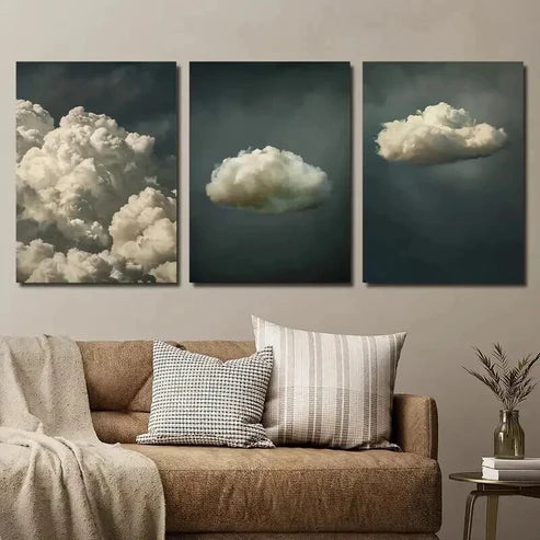 3pcs Serene Nature Cloud & Space Isolation Wall Art Canvas Unframed - High Quality Print 100% Australian Made Wall Canvas