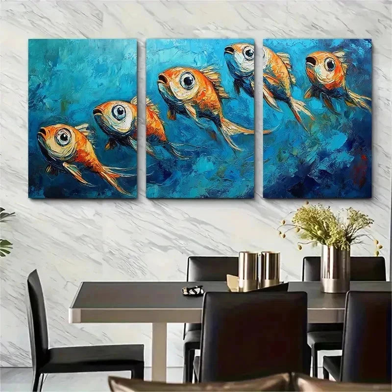 3pcs Abstract Blue Sea Boho Textured Perfect Wall Art Set Canvas Framed 50x70cm - High Quality Print 100% Australian Made Wall Canvas Ready to Hang - Bella Home Decor