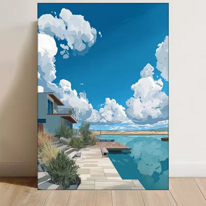 Coastal Beach House  60x90cm Metal Print Ready to Hang