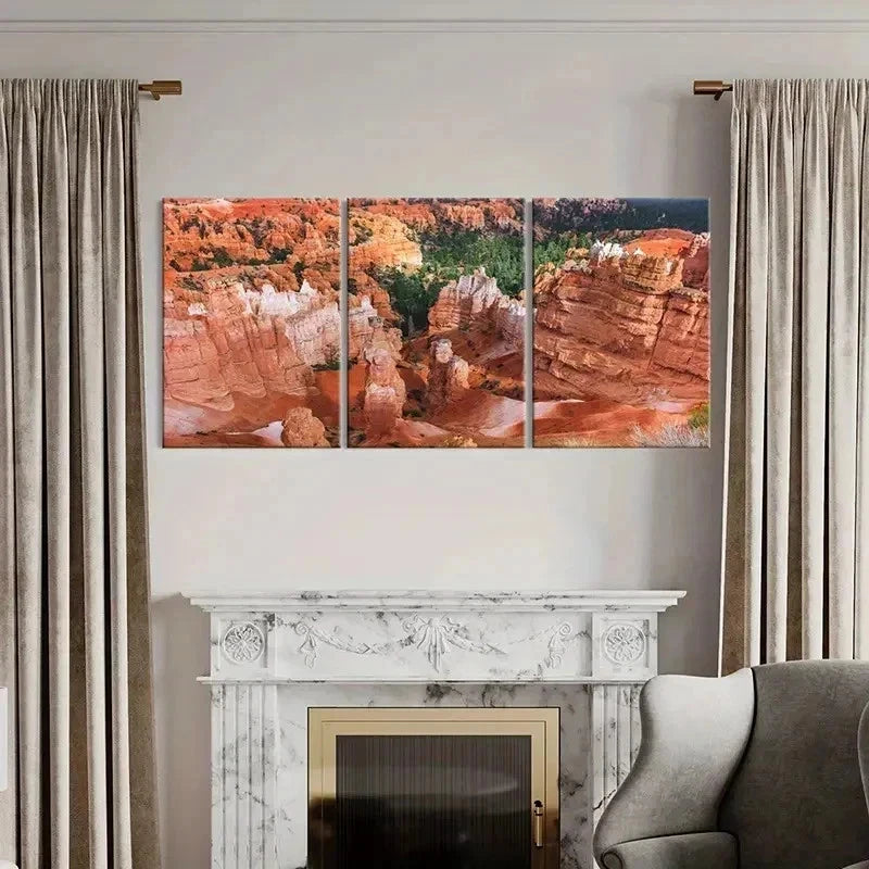 3pcs Mountain Landscape Prints with Sunlit Wall Art Set Canvas Framed 50x70cm - High Quality Print 100% Australian Made Wall Canvas Ready to Hang