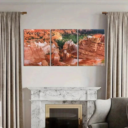 3pcs Mountain Landscape Prints with Sunlit Wall Art Set Canvas Framed 50x70cm - High Quality Print 100% Australian Made Wall Canvas Ready to Hang