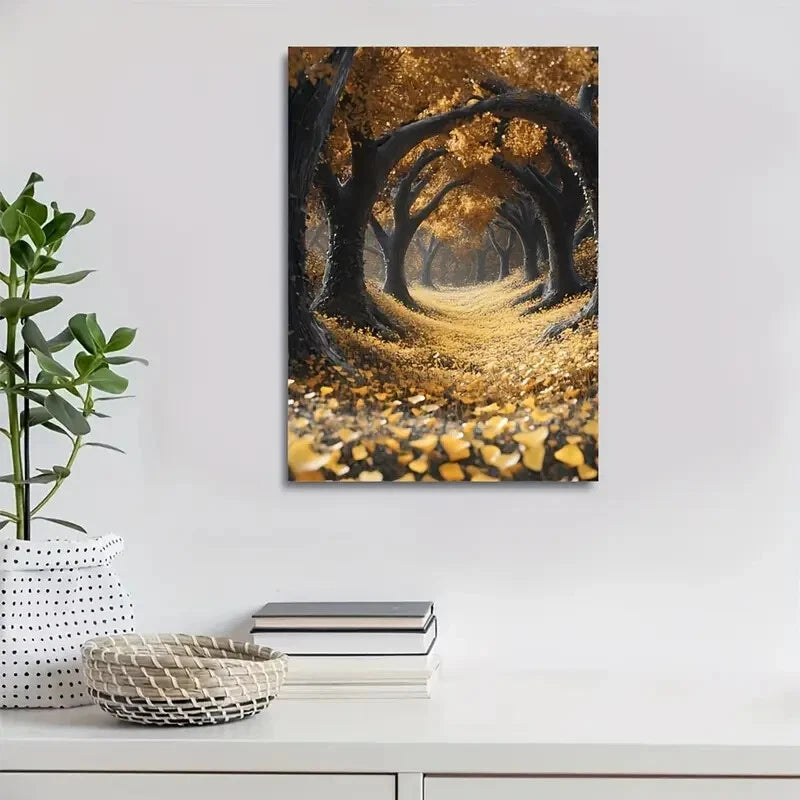 Flourishing Ginkgo Forest Autumn Scene with Vibrant 40x60cm Metal Print Ready to Hang - Bella Home Decor