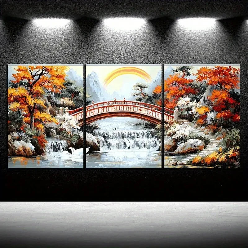 3pcs The Bridge Under The Rainbow Metal Print Ready to Hang Art - Bella Home Decor