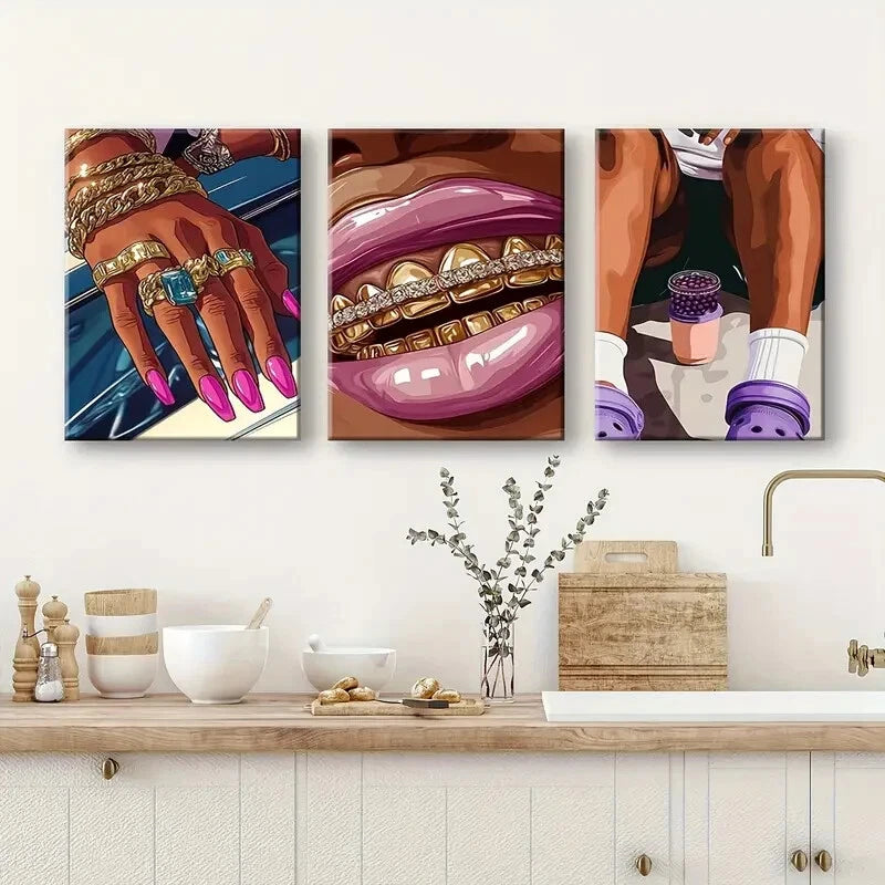 3pcs Vibrant Wildflower & Bookshelf Metal Print Ready to Hang Art - Bella Home Decor