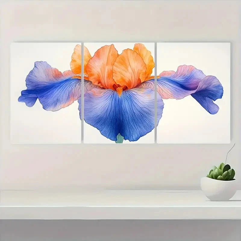 3pcs Vibrant Orange & Blue Pastel GT  Wall Art Set Canvas Framed 60x90cm - High Quality Print 100% Australian Made Wall Canvas Ready to Hang