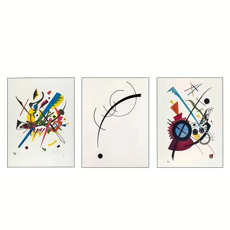 3pcs Vasilly Kandinsky Abstract Wall Art Set Canvas Framed 40x60cm - High Quality Print 100% Australian Made Wall Canvas Ready to Hang