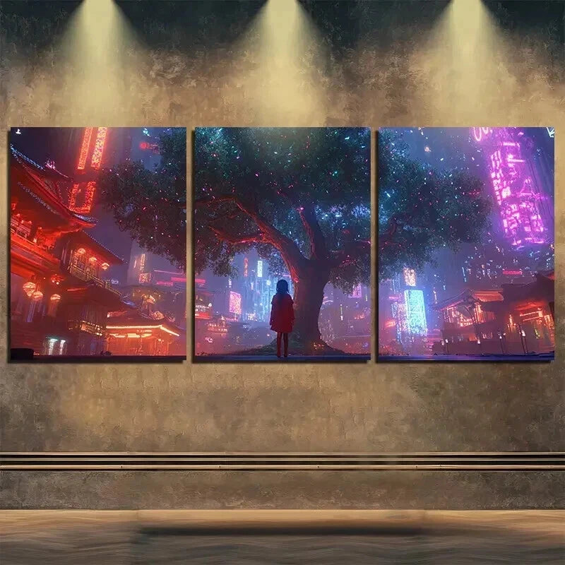 3pcs Inspirational Décor World Tree Perfect Wall Art Set Canvas Framed 50x70cm - High Quality Print 100% Australian Made Wall Canvas Ready to Hang