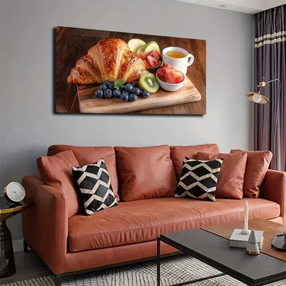 Western Breakfast Scene Décor Wall Art Canvas Office Home Room Framed 120x60cm - Bella Home Decor