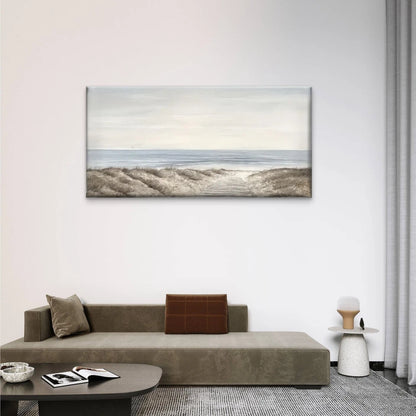 The Road Beach White Sky Wall Art Canvas Office Home Room Framed 120x60cm