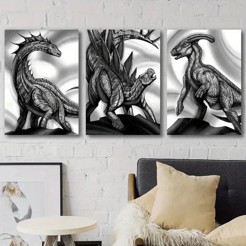 3pcs Black And White Giraffatitan Wall Art Set Canvas Wall Art Canvas Unframed - High Quality Print 100% Australian Made Wall Canvas