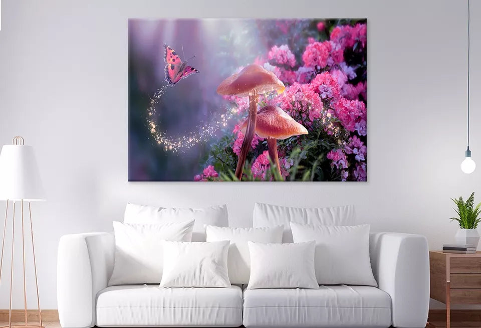 Magical Mushrooms and Butterfly Wall Art Decor 100% Australian Made - Bella Home Decor