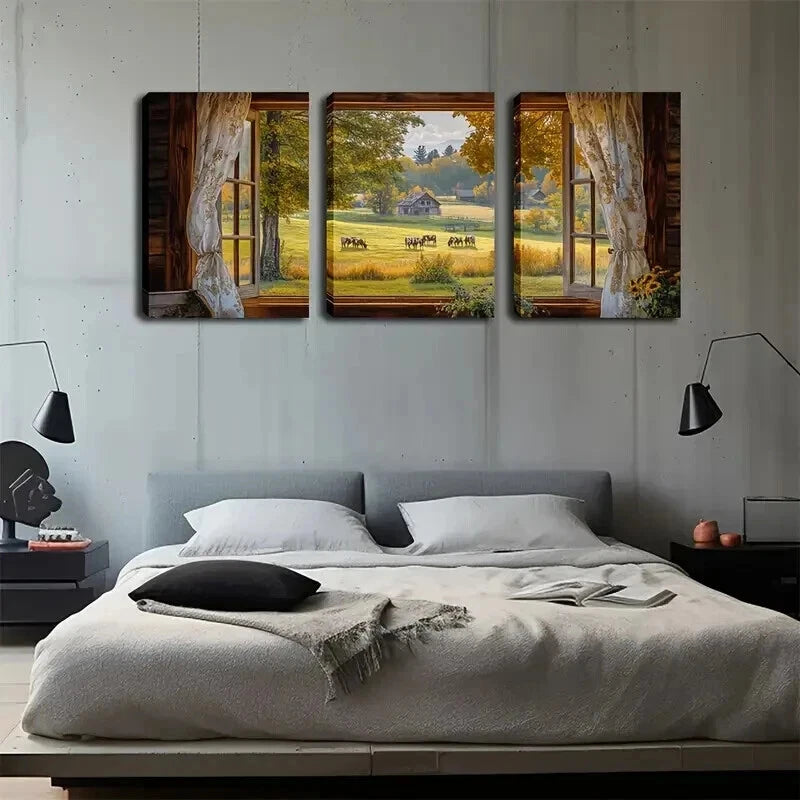 3pcs Several Cows On The Grass Outside Perfect Wall Art Set Canvas Framed 50x70cm - High Quality Print 100% Australian Made Wall Canvas Ready to Hang - Bella Home Decor