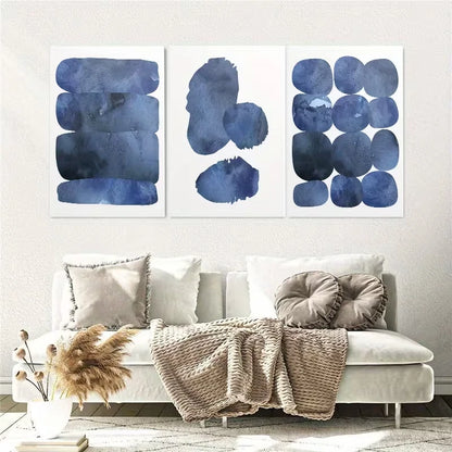 3pcs Abstract Blue Watercolor Painting Wall Art Set Canvas Framed 40x60cm – High Quality Print 100% Australian Made Wall Canvas Ready to Hang - Bella Home Decor