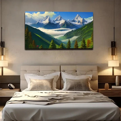 Harmonious Mountain And Forest Wall Art Canvas Office Home Room Framed 120x60cm