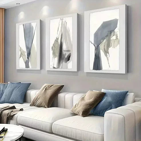 3 PCS Abstract Ink-Wash Style Wall Art Set Canvas Unframed - High Quality Print 100% Australian Made Wall Canvas - Bella Home Decor