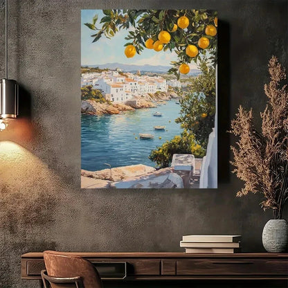 Beautiful Leisurely Mediterranean Scene Painting 40x60cm Metal Print Ready to Hang - Bella Home Decor