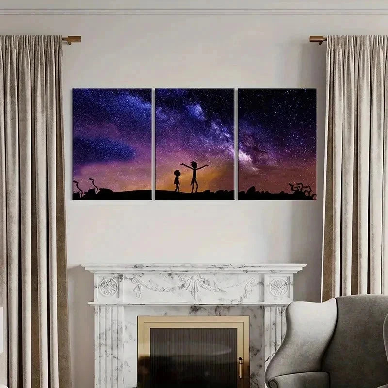 3pcs Classic Starry Sky Night Scene Wall Art Set Canvas Framed 60x90cm - High Quality Print 100% Australian Made Wall Canvas Ready to Hang - Bella Home Decor