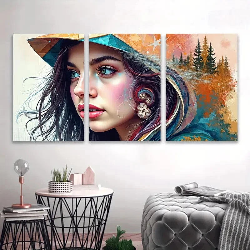 3pcs Vibrant Spray-Painted Women I  Wall Art Set Canvas Framed 40x60cm - High Quality Print 100% Australian Made Wall Canvas Ready to Hang - Bella Home Decor