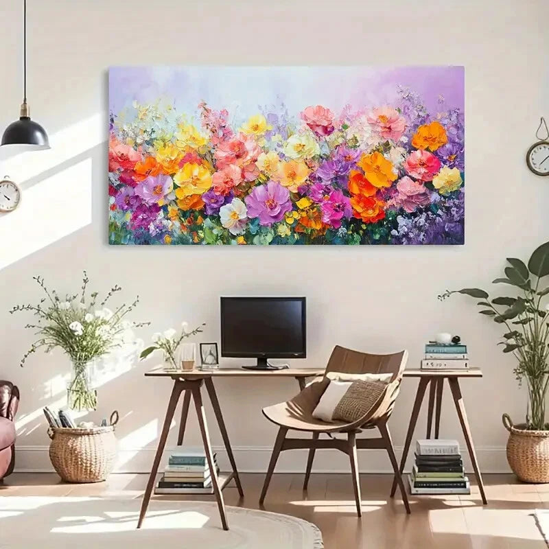 Vibrant Colorful Petals Purple Wall Art Canvas Office Home Room Framed 120x60cm - Bella Home Decor
