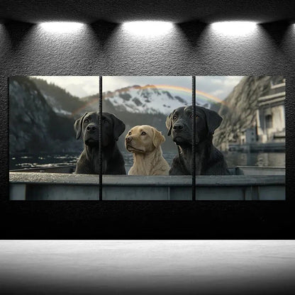 3pcs Charming Dog Snuggle Trio Metal Print Ready to Hang Art - Bella Home Decor