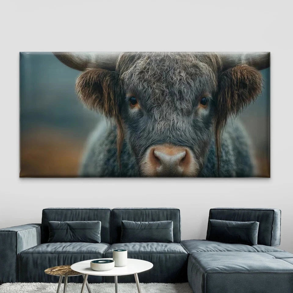 Highland Cow Scottish Cow Wall Art Canvas Office Home Room Framed 120x60cm