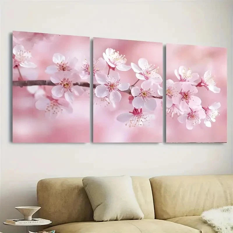 3pcs Japanese Botanical Style, Light Pink Wall Art Set Canvas Framed 60x90cm - High Quality Print 100% Australian Made Wall Canvas Ready to Hang - Bella Home Decor