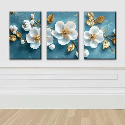 3pcs Luxurious Floral Wall Art Set Canvas Framed 60x90cm - High Quality Print 100% Australian Made Wall Canvas Ready to Hang