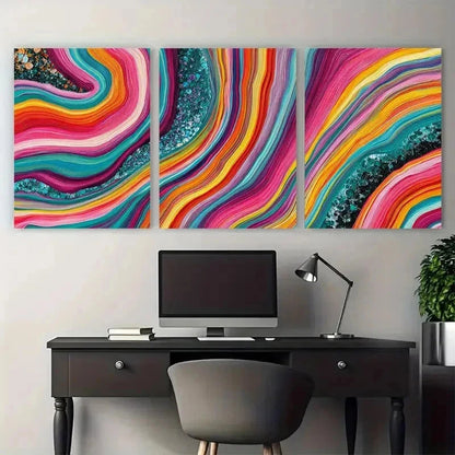 3pcs Abstract Colorful Modern  Perfect Wall Art Set Canvas Framed 50x70cm - High Quality Print 100% Australian Made Wall Canvas Ready to Hang - Bella Home Decor